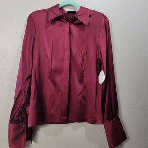 Valerie Stevens Silk No Show Button Down Blouse Size M